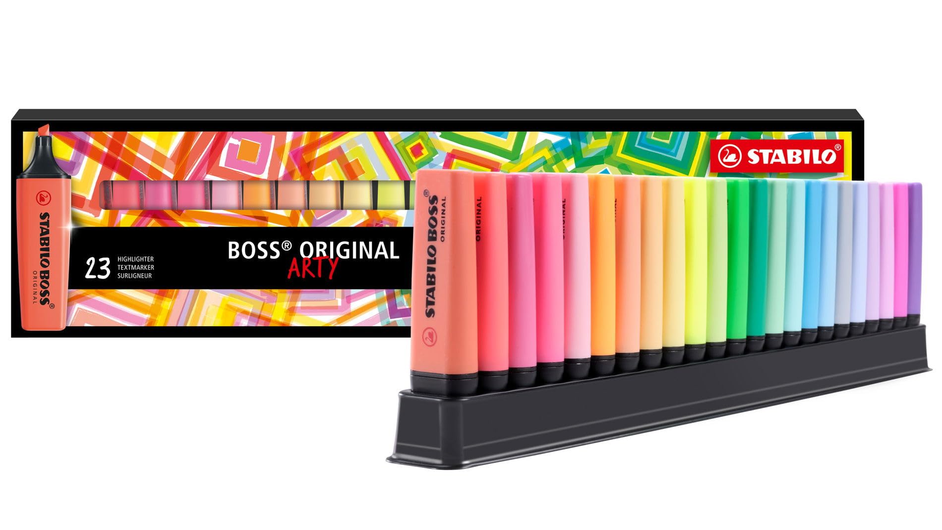 STABILO BOSS ORIGINAL - Highlighter - Desk-Set - ARTY Edition - 23 Assorted Colors 9 Neon + 14 Pastel Desk-Set of 23 23 Colors