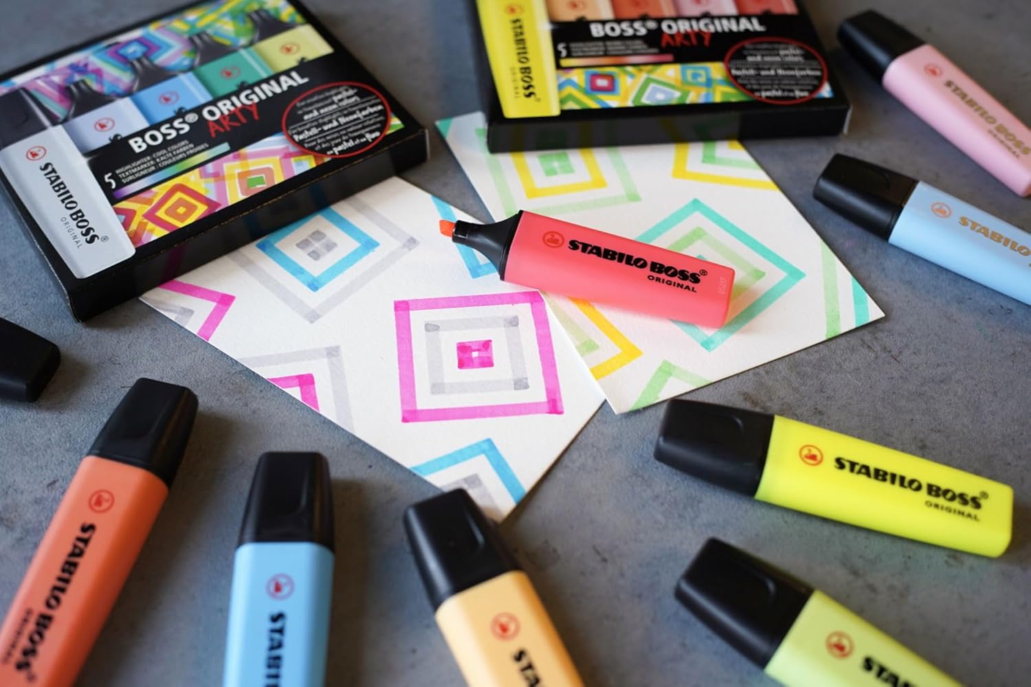 STABILO BOSS ORIGINAL - Highlighter - Desk-Set - ARTY Edition - 23 Assorted Colors 9 Neon + 14 Pastel Desk-Set of 23 23 Colors