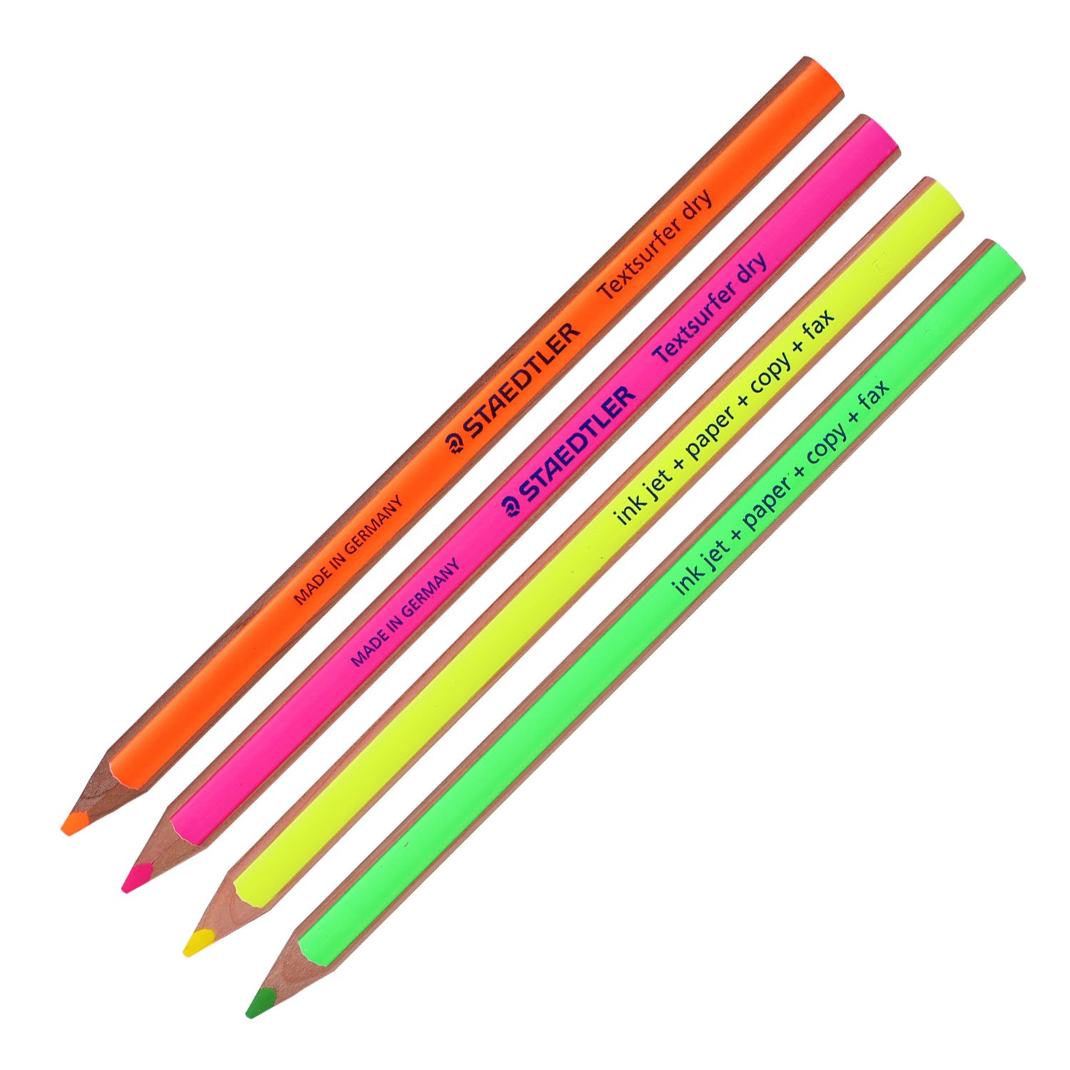 Staedtler Textsurfer Dry Highlighter Pencil 128 64 Drawing for Writing Sketching Inkjet,paper,copy,fax(pack of 4) (Color Mix-4 Pencils) by Staedtler