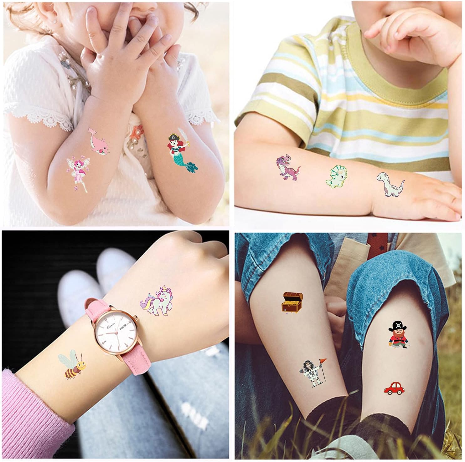 Tattoos for Children, Temporary Fake Bright Tatoo Transfers 30 Sheets