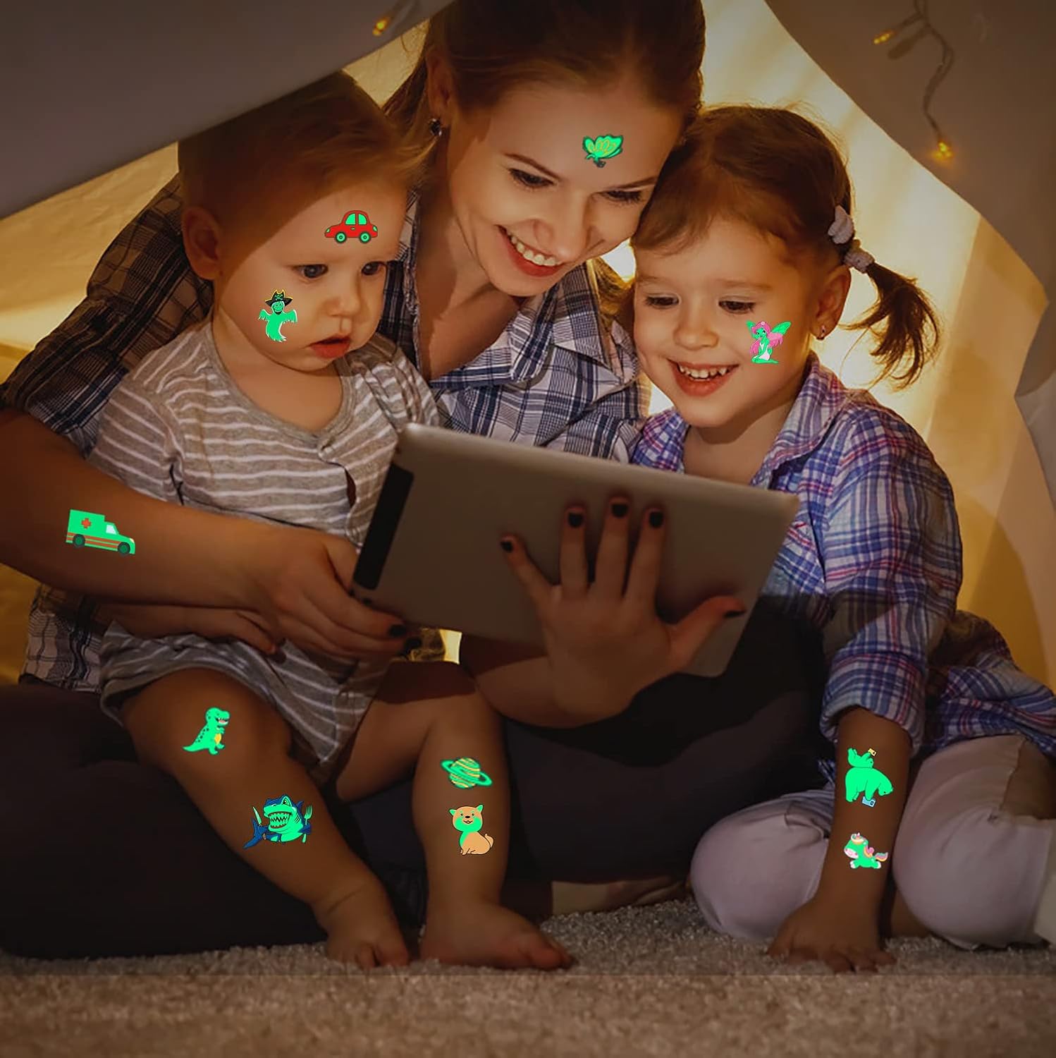 Tattoos for Children, Temporary Fake Bright Tatoo Transfers 30 Sheets