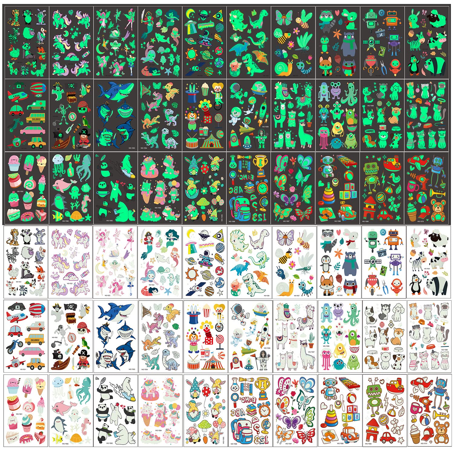 Tattoos for Children, Temporary Fake Bright Tatoo Transfers 30 Sheets
