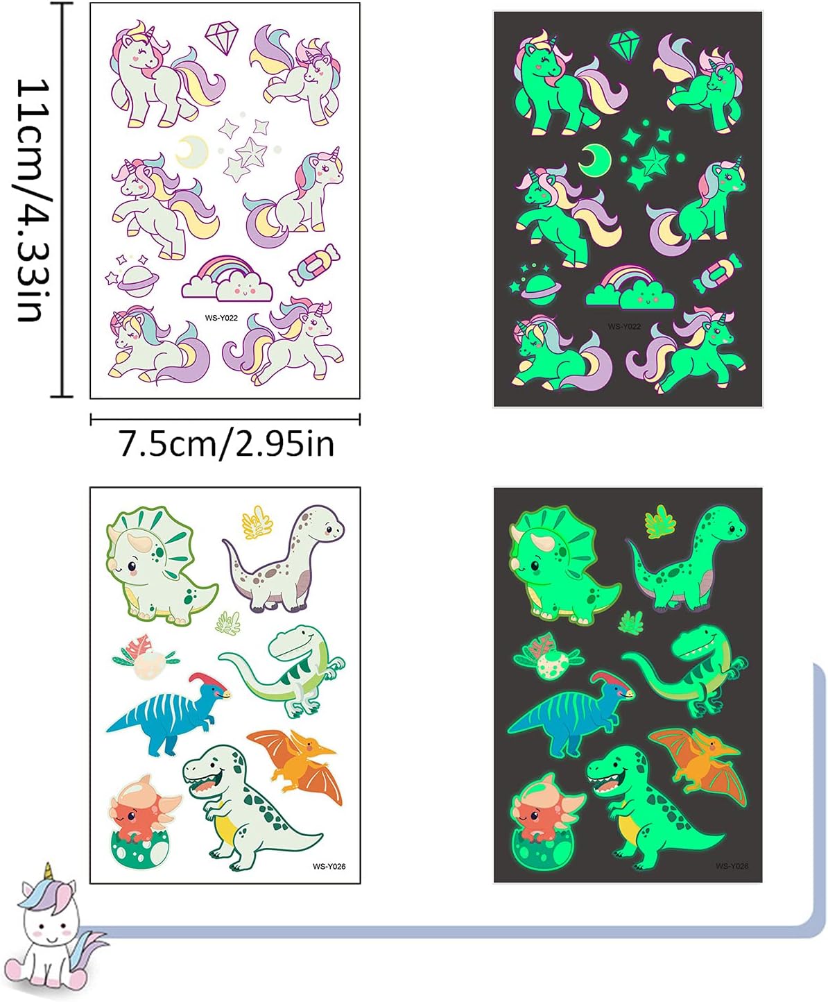 Tattoos for Children, Temporary Fake Bright Tatoo Transfers 30 Sheets