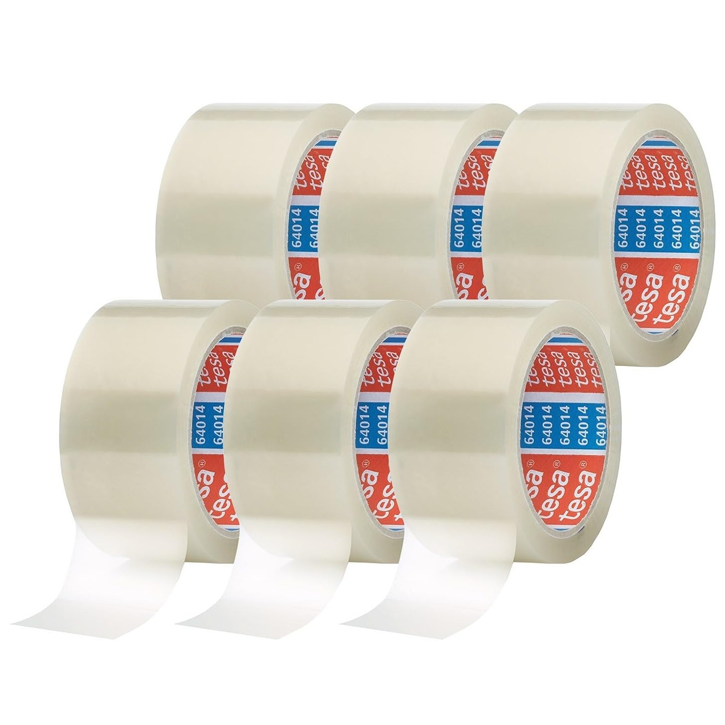 tesapack 64014 PP Transparent Adhesive Tape - Resistant to aging and tearing - Silent and strongly adhesive - Pack of 6 Rolls - 66 m x 50 mm Single