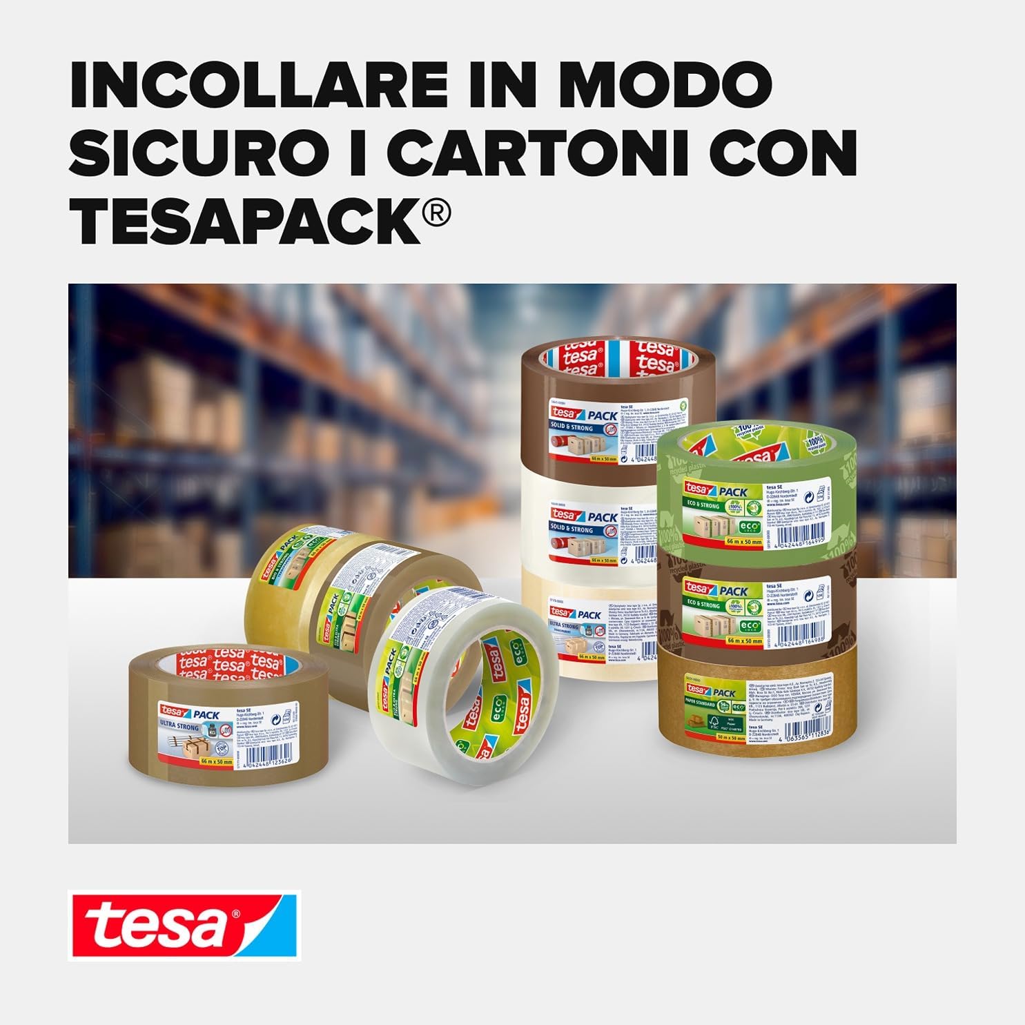 tesapack 64014 PP Transparent Adhesive Tape - Resistant to aging and tearing - Silent and strongly adhesive - Pack of 6 Rolls - 66 m x 50 mm Single