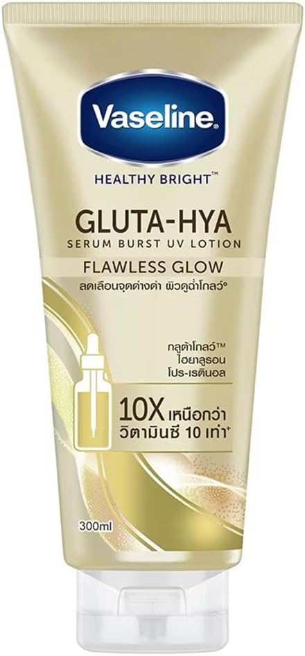 Vaseline Gluta-Hya Flawless Glow Face and Body Lotion | Gives Brighter Skin | Moisturizing Cream Enriched with Glutathione and Pro-Retinol, 300ml