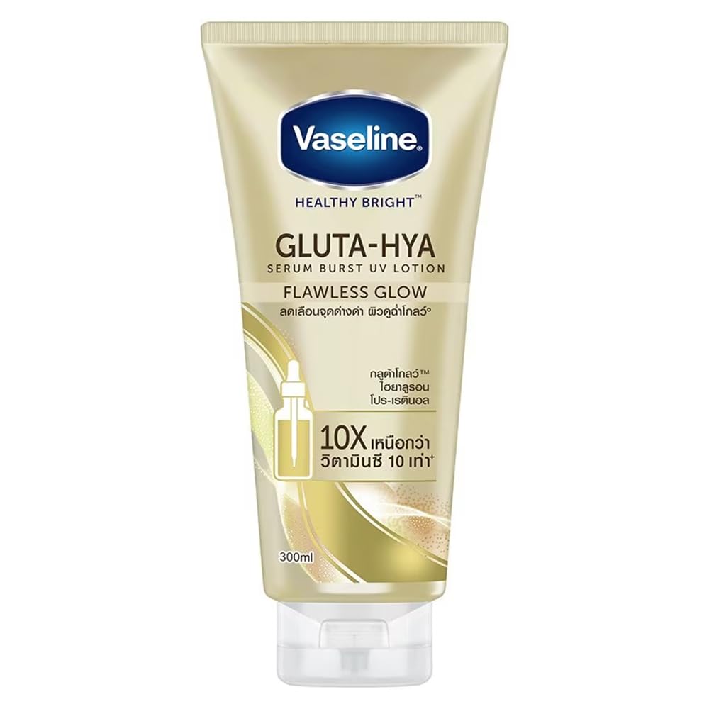 Vaseline Gluta-Hya Flawless Glow Face and Body Lotion | Gives Brighter Skin | Moisturizing Cream Enriched with Glutathione and Pro-Retinol, 300ml