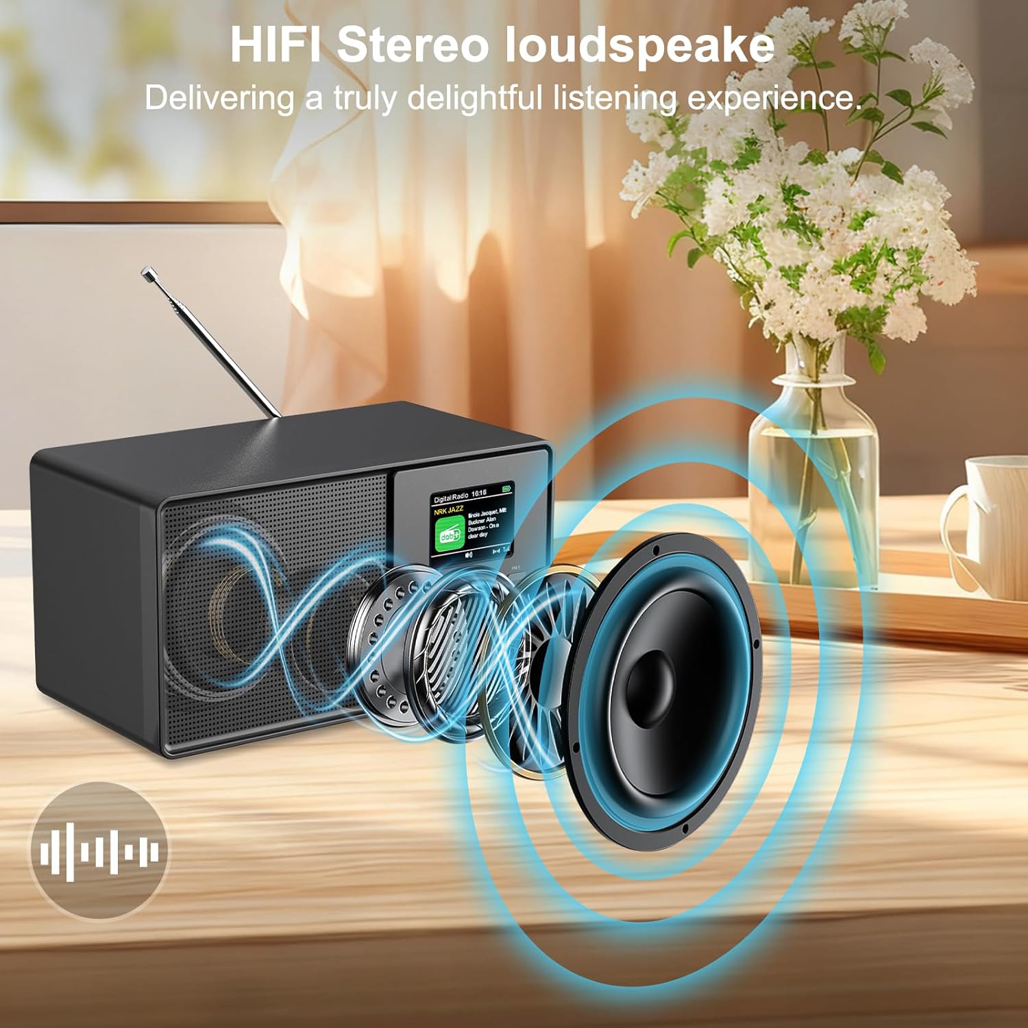 Vintage DAB+/FM Radio with Bluetooth 5.0, DAB Plus Digital Dual Alarm Clock Radio, Remote Control, USB/AUX Port, 30 Preset Stations - Ideal for Kitchen/Bedroom, Quality Gift Black