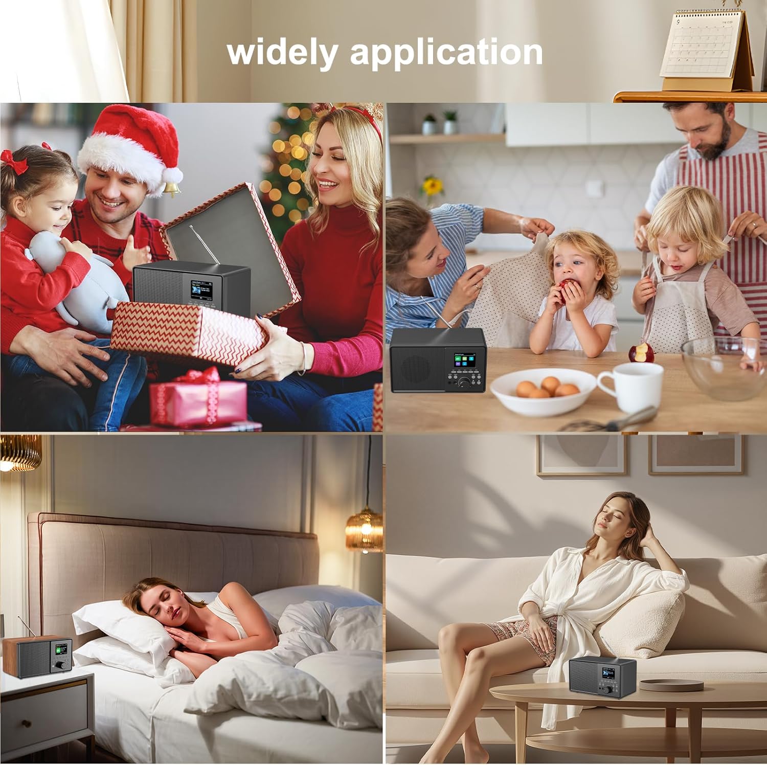 Vintage DAB+/FM Radio with Bluetooth 5.0, DAB Plus Digital Dual Alarm Clock Radio, Remote Control, USB/AUX Port, 30 Preset Stations - Ideal for Kitchen/Bedroom, Quality Gift Black