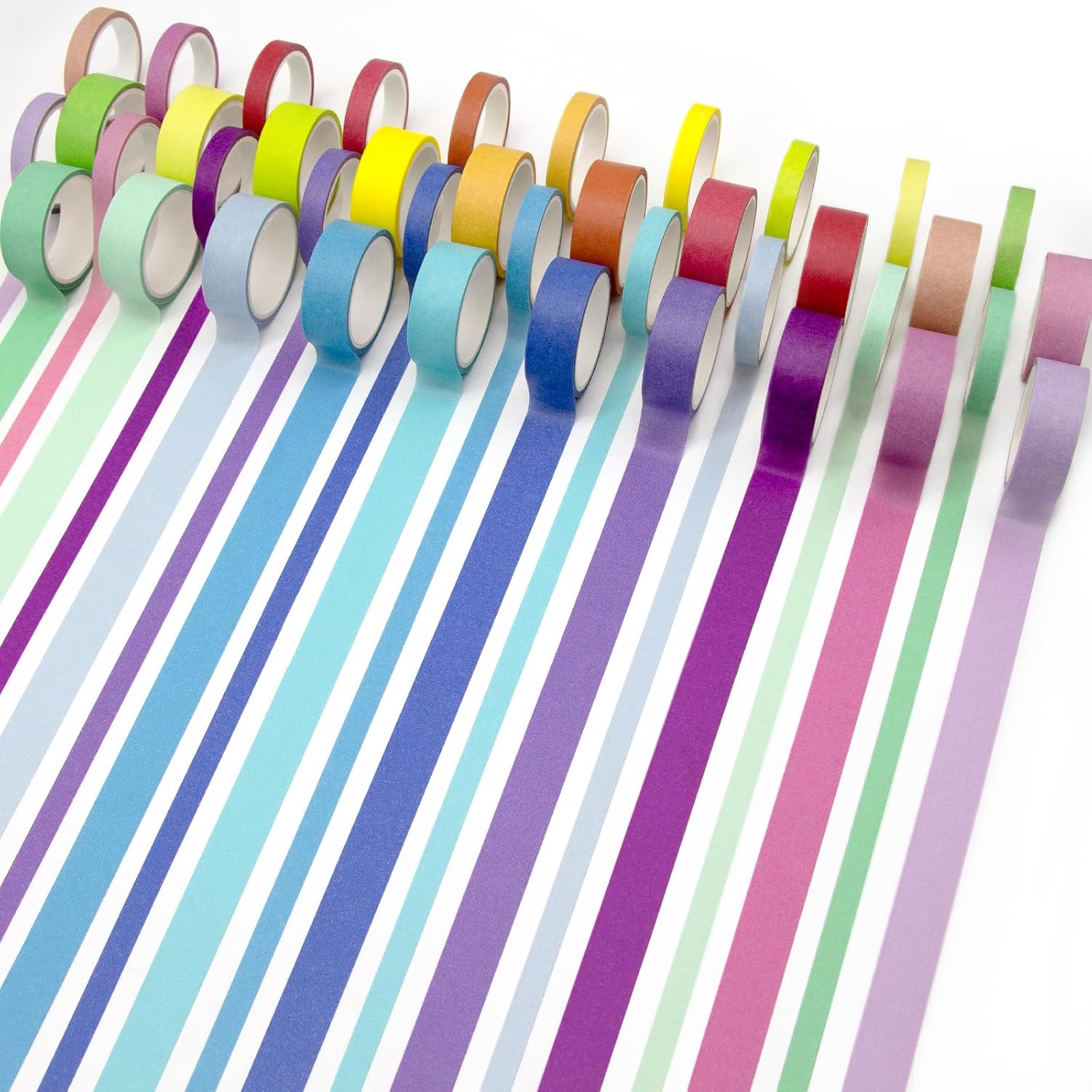 Washi Tape Set of 40 Rolls Rainbow Color Decorative Tape for Scrapbooking Bullet Journaling Planners DIY Gift Wrapping Holiday Decorations