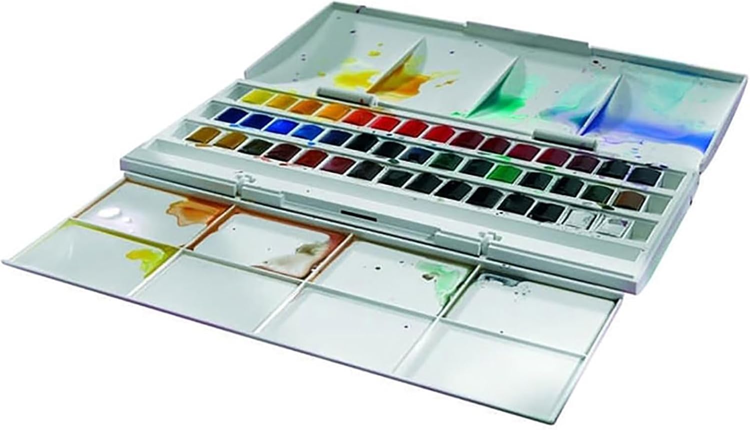 Winsor & Newton Cotman Watercolour, Studio Set, 45 Half Pans and 1 Cotman 45 1/2 Round Watercolor Brush GODETS STUDIO