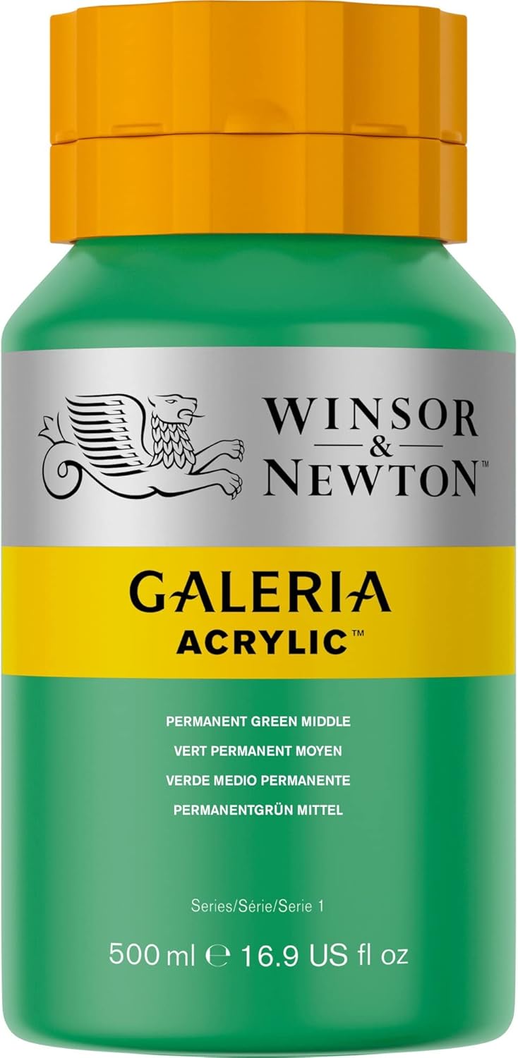 Winsor & Newton Galeria Acrylic Color 500ml - Medium Permanent Green 500 ml (Pack of 1) Medium Permanent Green
