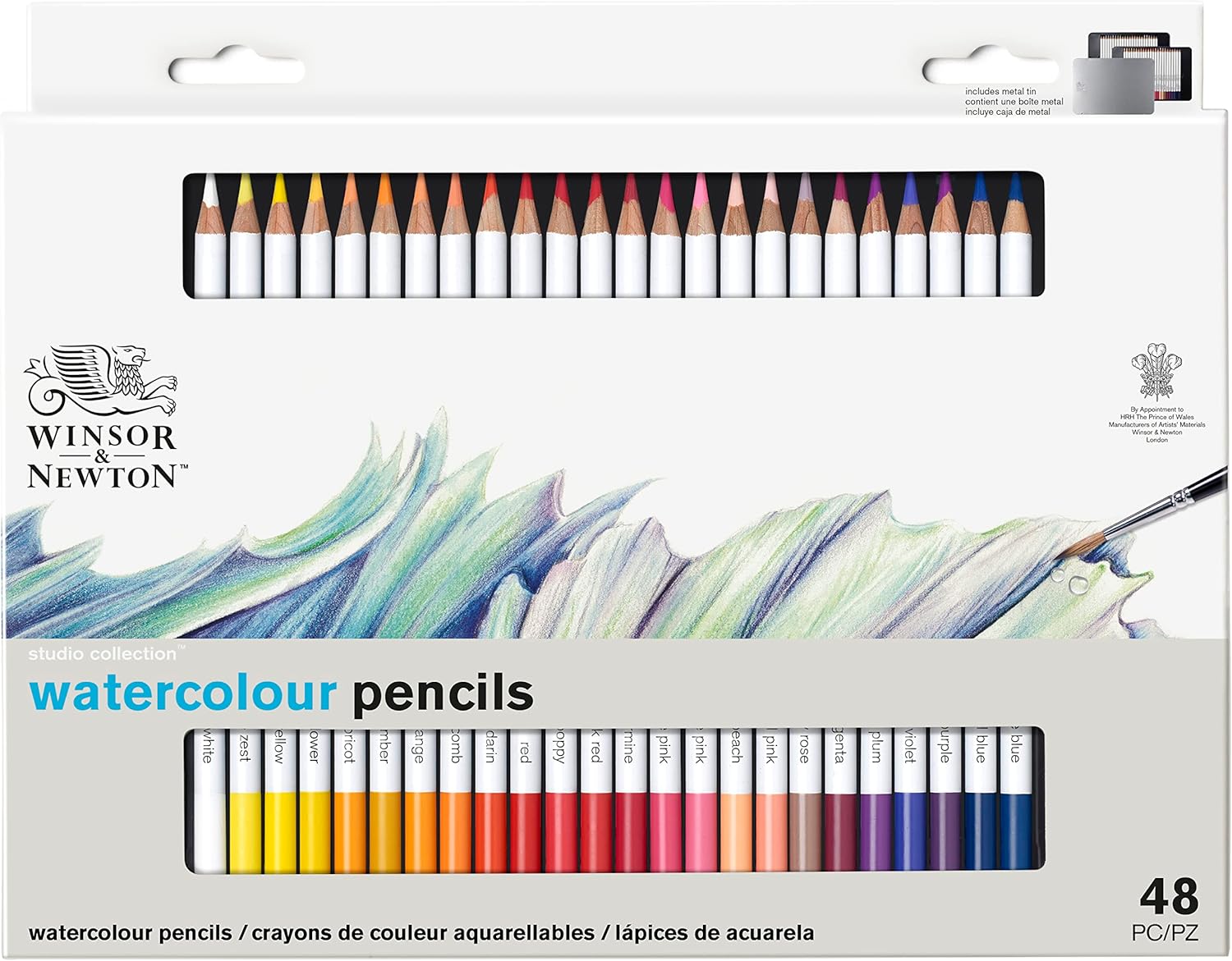 Winsor & Newton Pencils Studio Collection - Metal Box 48 Watercolor Pencils 48 Watercolor Pencils