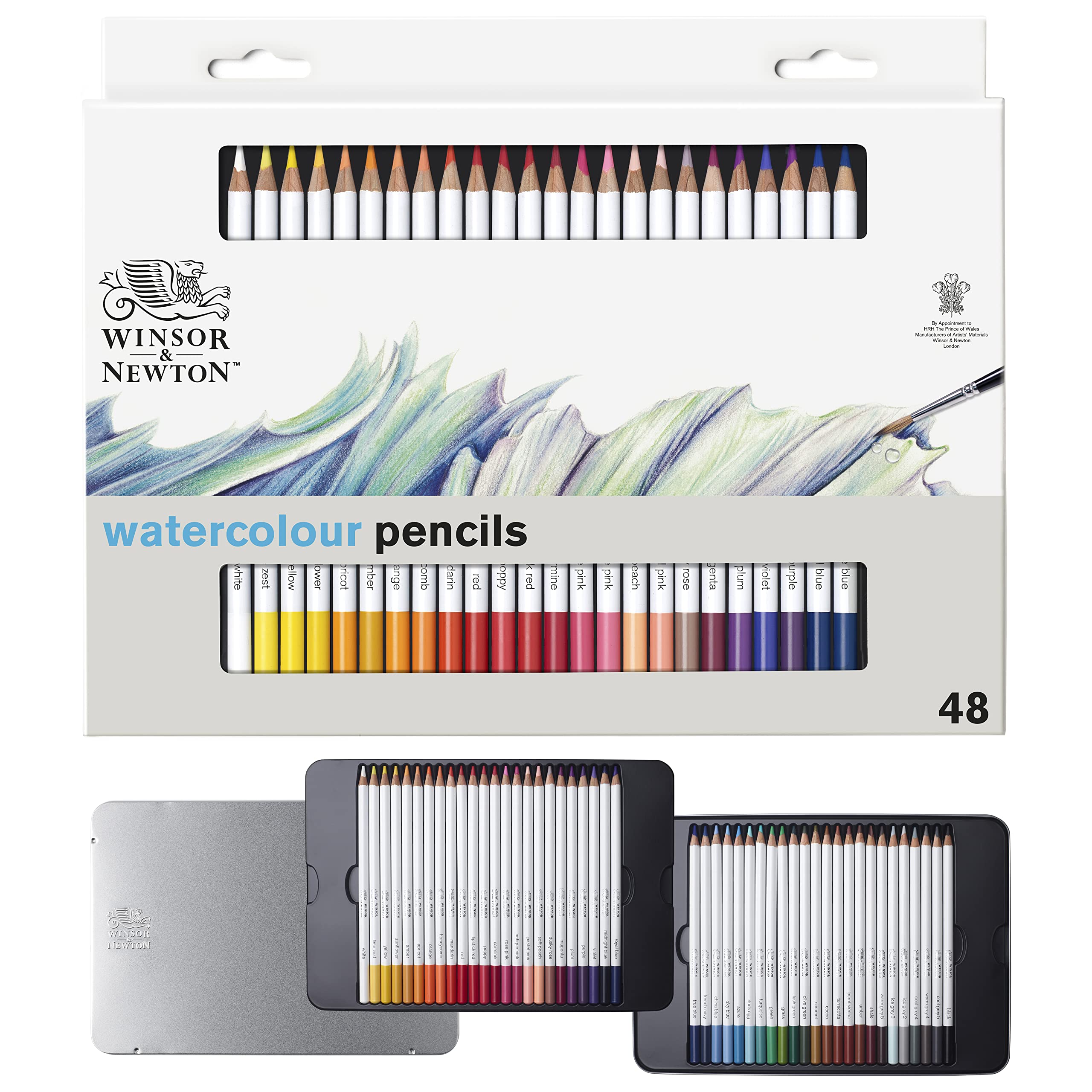 Winsor & Newton Pencils Studio Collection - Metal Box 48 Watercolor Pencils 48 Watercolor Pencils