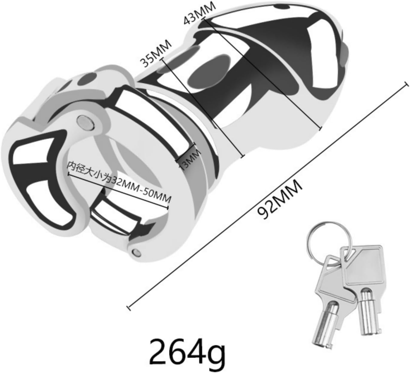 WOLWES Men's Metal Exercise Cage with Adjustable Carabiner A196