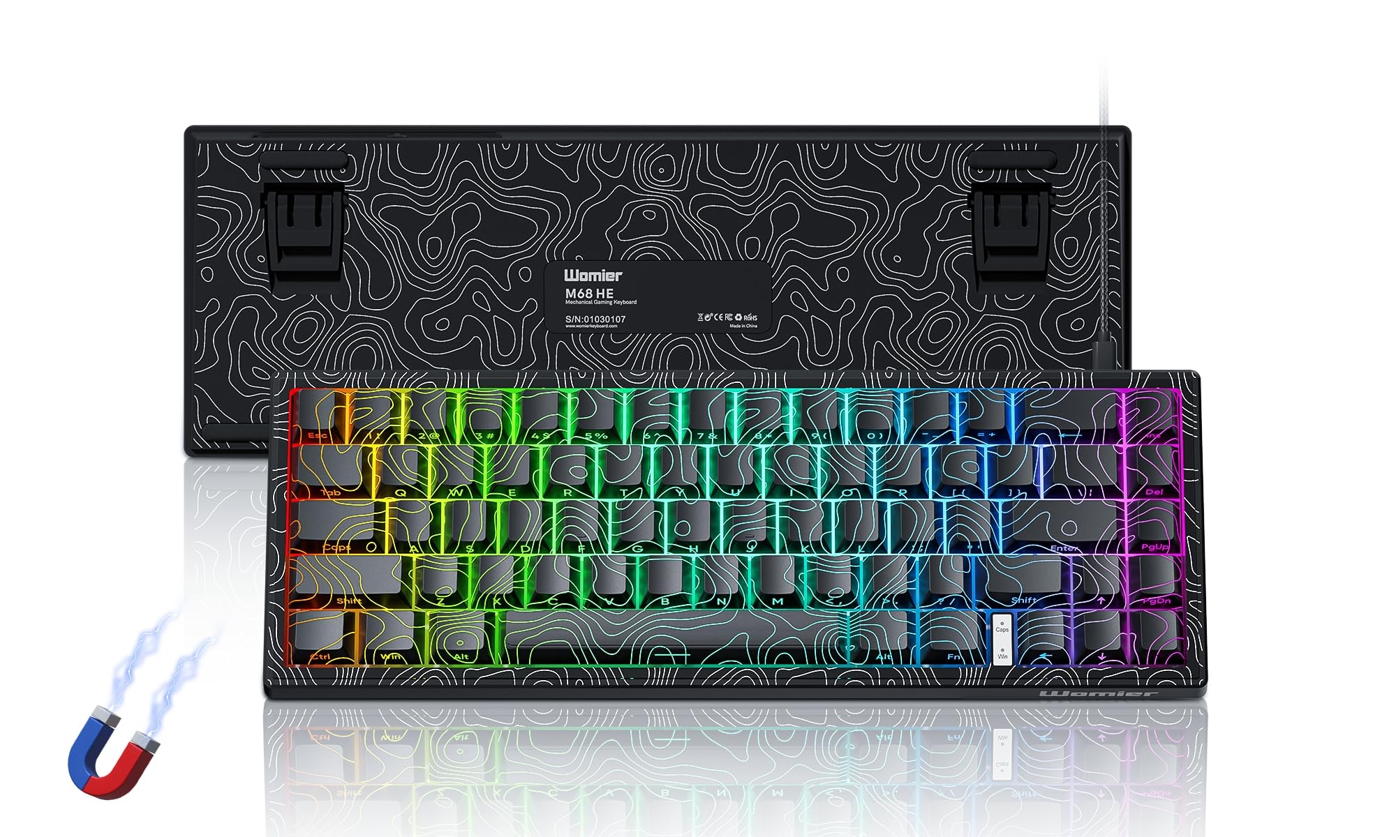 Womier M68 HE V2 60% Fast Trigger Keyboard, Topographic Hall Effect Gaming Keyboard, Custom Wired RGB Mechanical Keyboard with Magnetic Switch, PBT Keycaps for Mac/Win