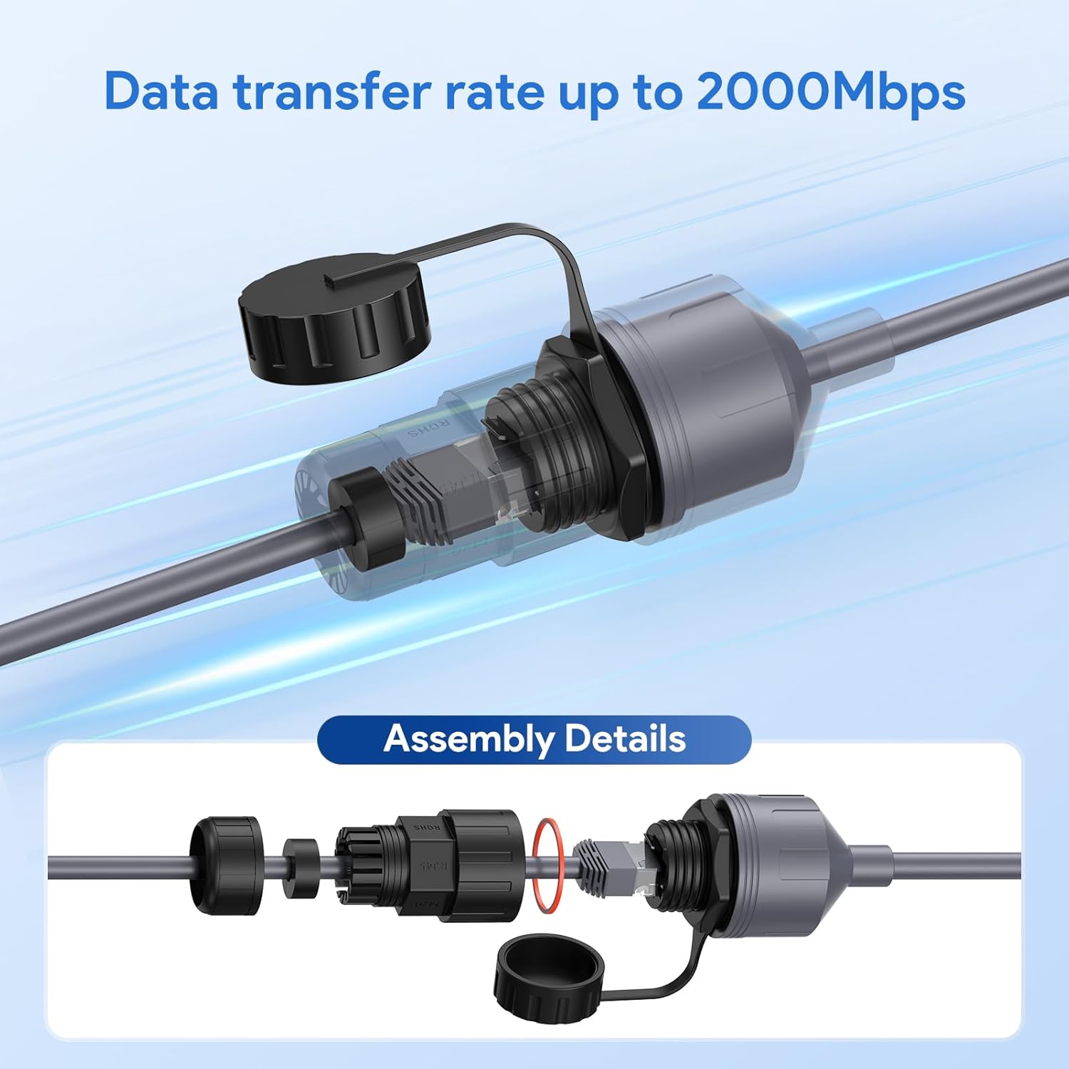 XLTTYWL Starlink Gen 3/Mini Adapter, SPX to RJ45 Waterproof Coupler, Compatible with StarLink V3/Mini Dishy (1 Pack)