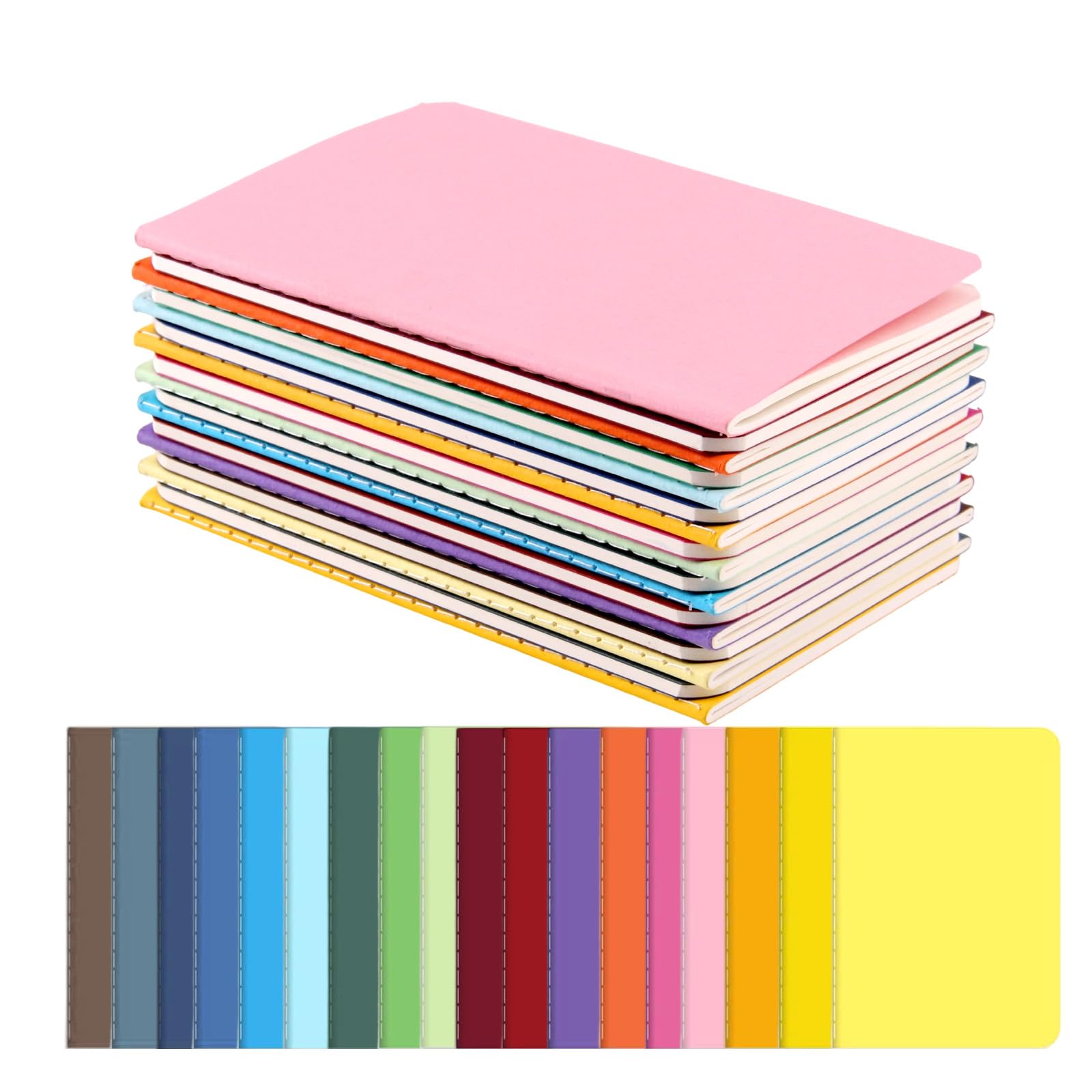 Xmart 18 Pieces Small Notebook 18 Colors Small Notepads Mini A6 Lined Notepad Pocket Notebook with Kraft Cover for Travel Journal Diary Notes 14 x 9 cm 30 Pages