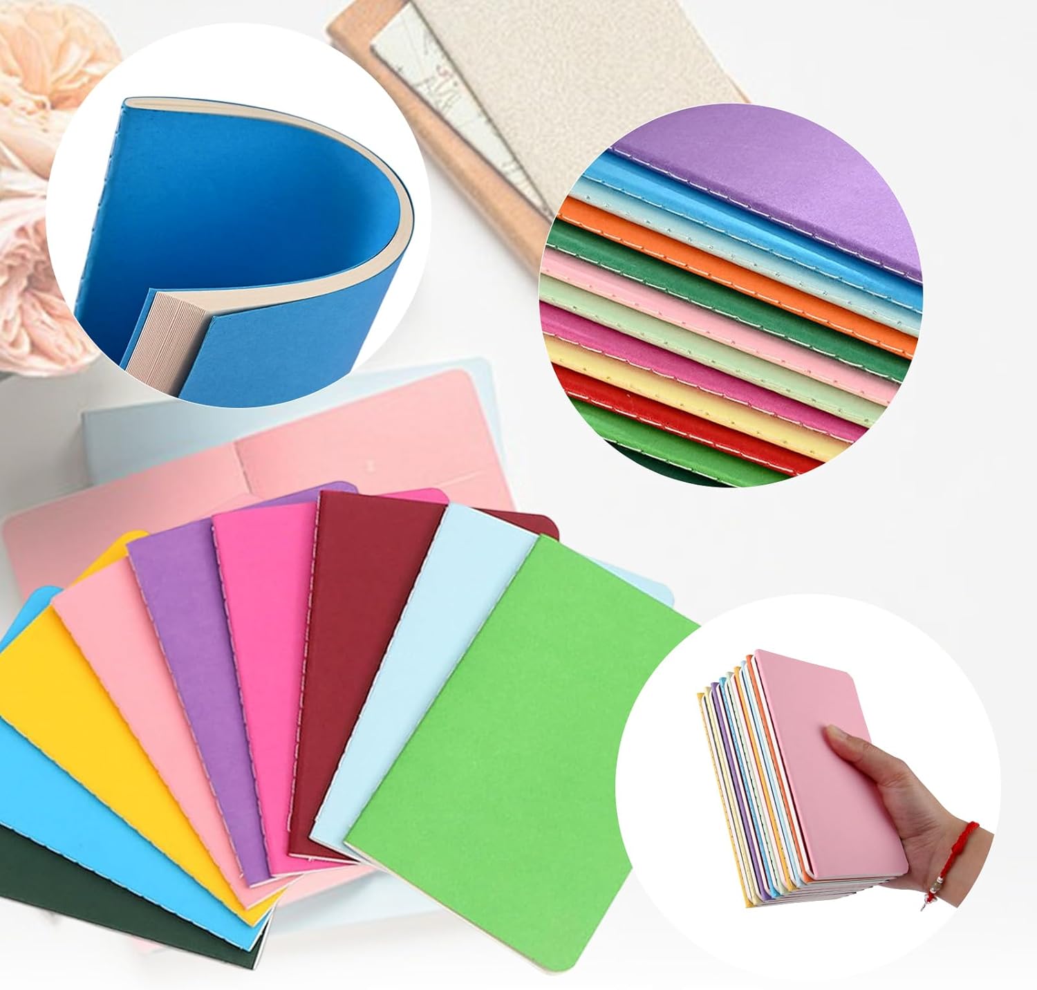 Xmart 18 Pieces Small Notebook 18 Colors Small Notepads Mini A6 Lined Notepad Pocket Notebook with Kraft Cover for Travel Journal Diary Notes 14 x 9 cm 30 Pages