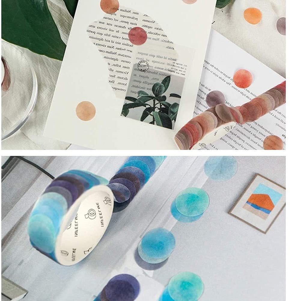 YUBX 9/16" Dot Washi Tape Set Decorative Washi Tape Glitter Adhesive Decorative Tape 300 Dots of 3 Rolls for DIY Crafts Scrapbooking (Crystal Candy) Multicolor