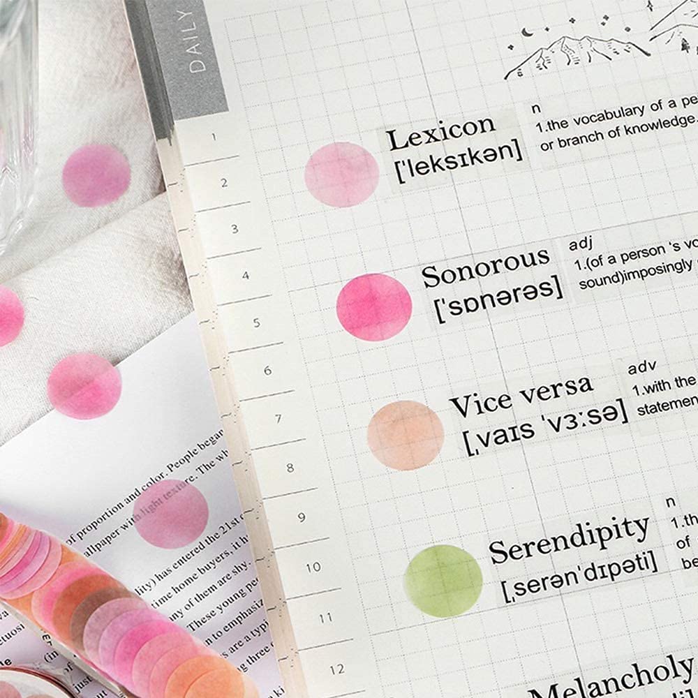 YUBX 9/16" Dot Washi Tape Set Decorative Washi Tape Glitter Adhesive Decorative Tape 300 Dots of 3 Rolls for DIY Crafts Scrapbooking (Crystal Candy) Multicolor