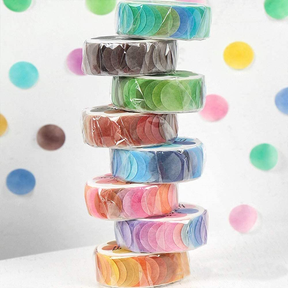 YUBX 9/16" Dot Washi Tape Set Decorative Washi Tape Glitter Adhesive Decorative Tape 300 Dots of 3 Rolls for DIY Crafts Scrapbooking (Crystal Candy) Multicolor