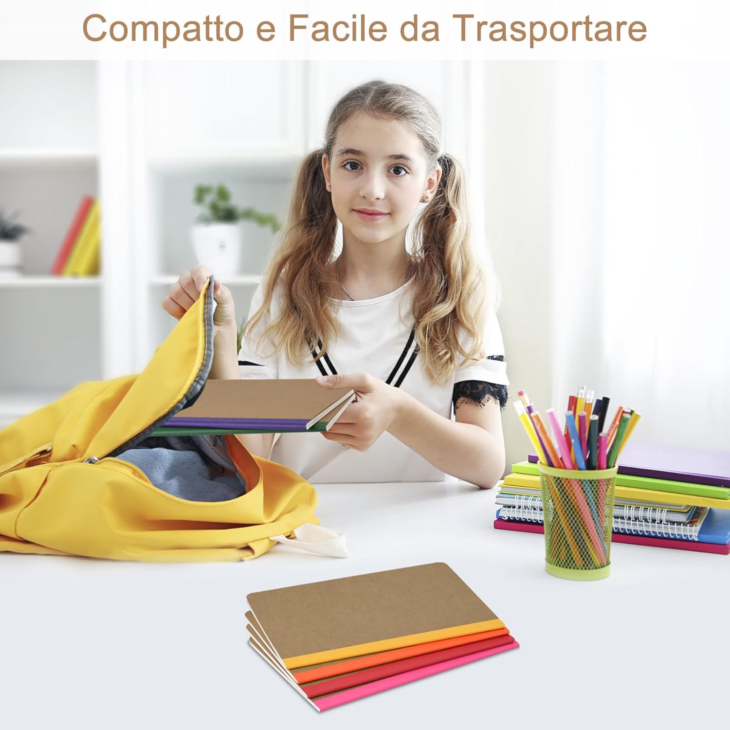 ZCZN A5 Notebook with Vivid Rainbow Spine, 12 Pieces, Ruled Notebooks, 30 Sheets/60 Pages, for School, Office or Student Use A5/12 Pieces