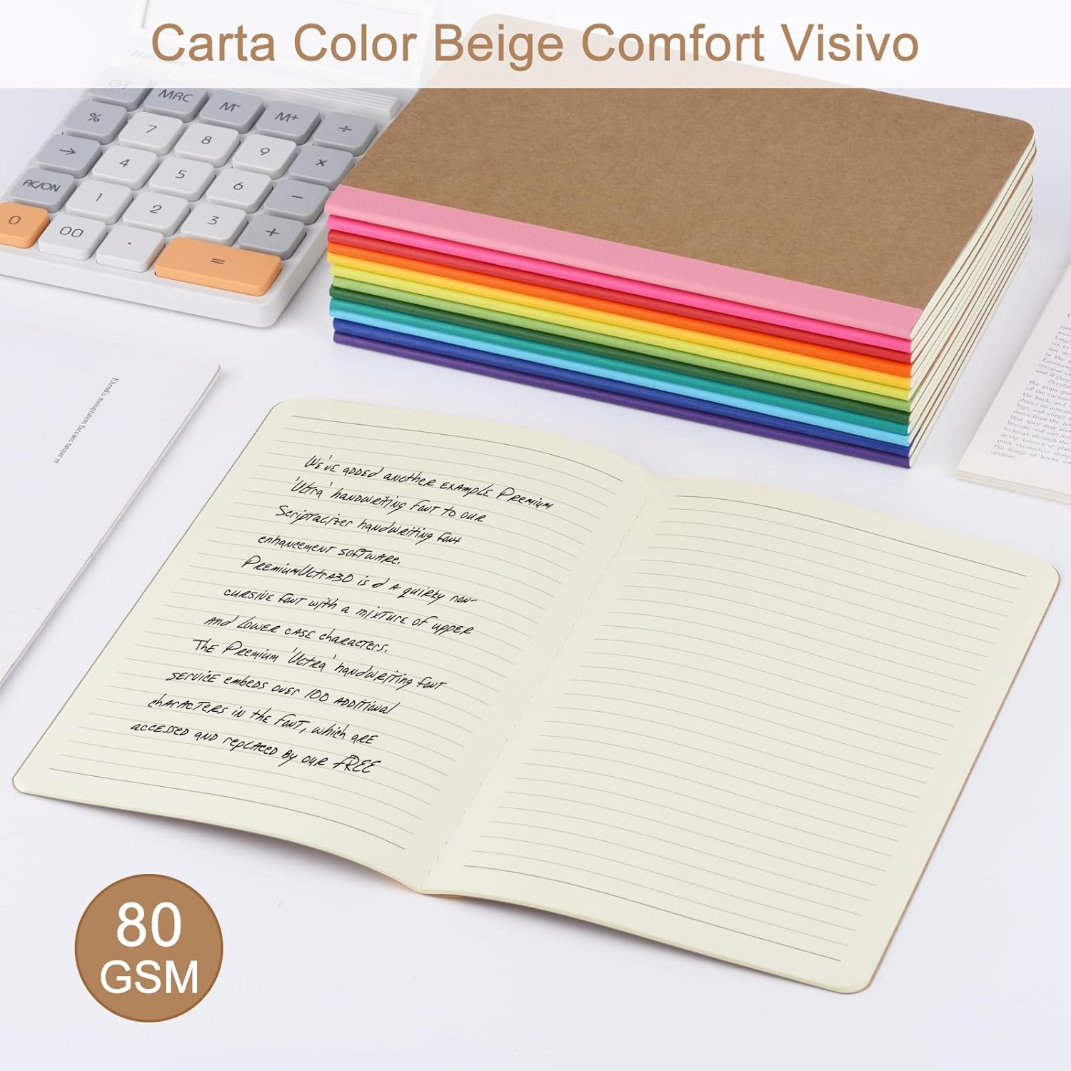 ZCZN A5 Notebook with Vivid Rainbow Spine, 12 Pieces, Ruled Notebooks, 30 Sheets/60 Pages, for School, Office or Student Use A5/12 Pieces