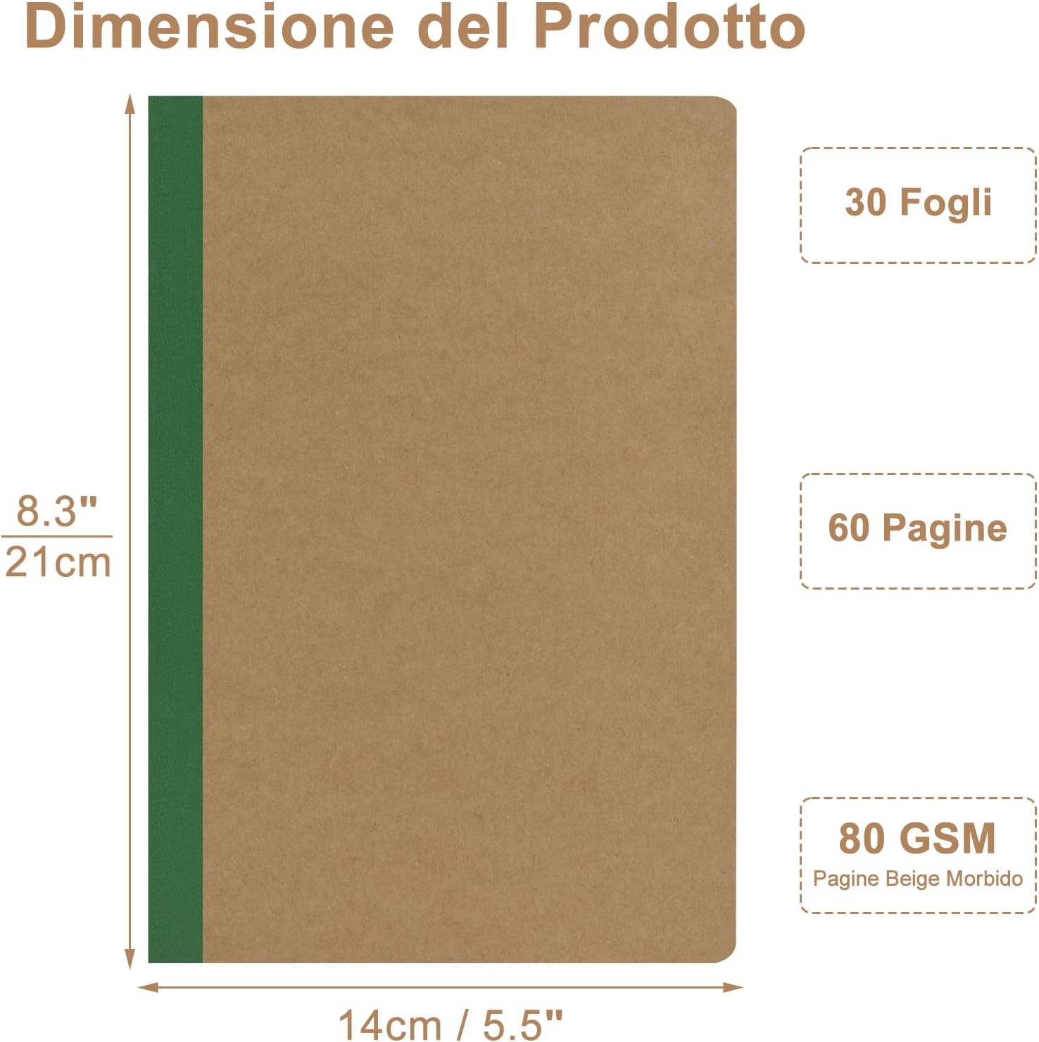 ZCZN A5 Notebook with Vivid Rainbow Spine, 12 Pieces, Ruled Notebooks, 30 Sheets/60 Pages, for School, Office or Student Use A5/12 Pieces