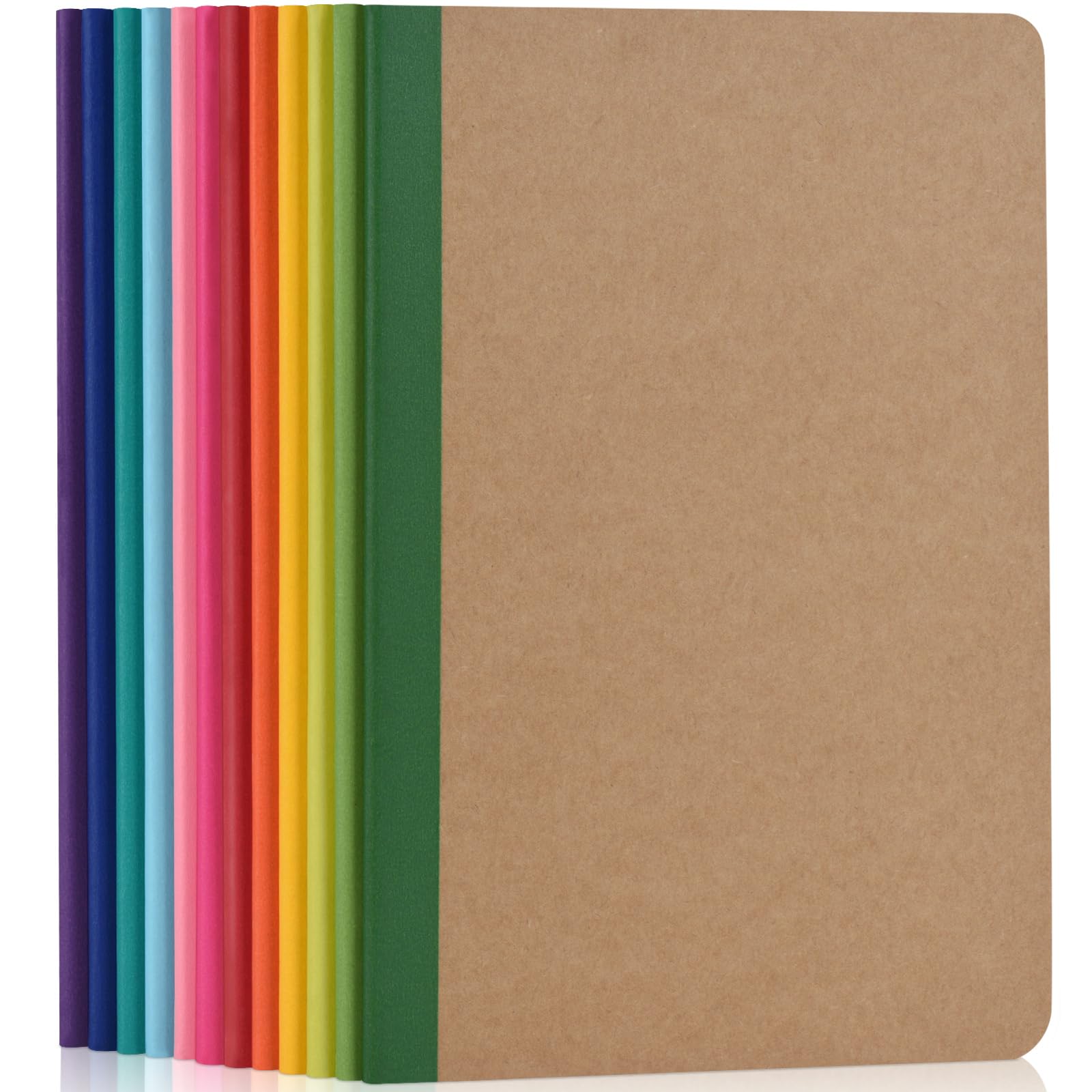 ZCZN A5 Notebook with Vivid Rainbow Spine, 12 Pieces, Ruled Notebooks, 30 Sheets/60 Pages, for School, Office or Student Use A5/12 Pieces