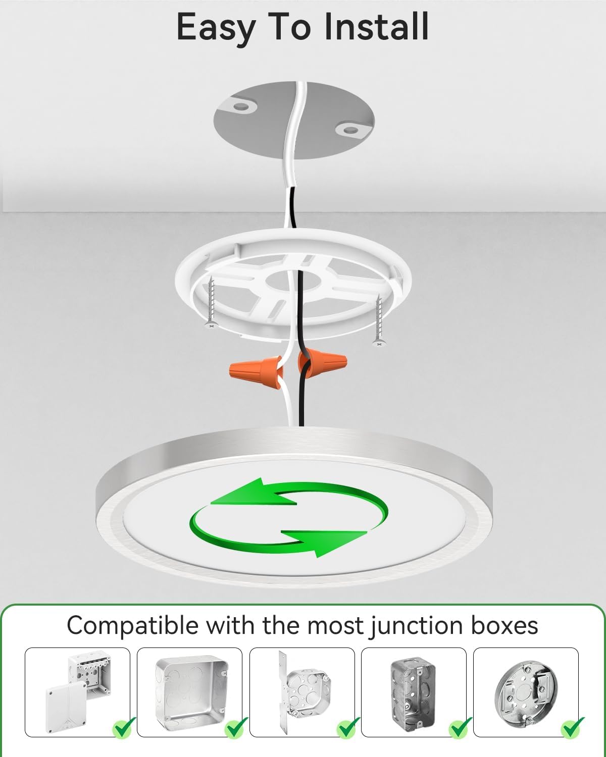 zemty Silver Flush Mount Ceiling Light - Super Thin 12In 28W 3200lm Brushed Nickel LED Ceiling Light with 3 Color Temperature 3000K/4500K/6000K - Low Profile Light Fixture for Kitchen Bathroom,2Pack Brushed Nickel 12in -2Pack