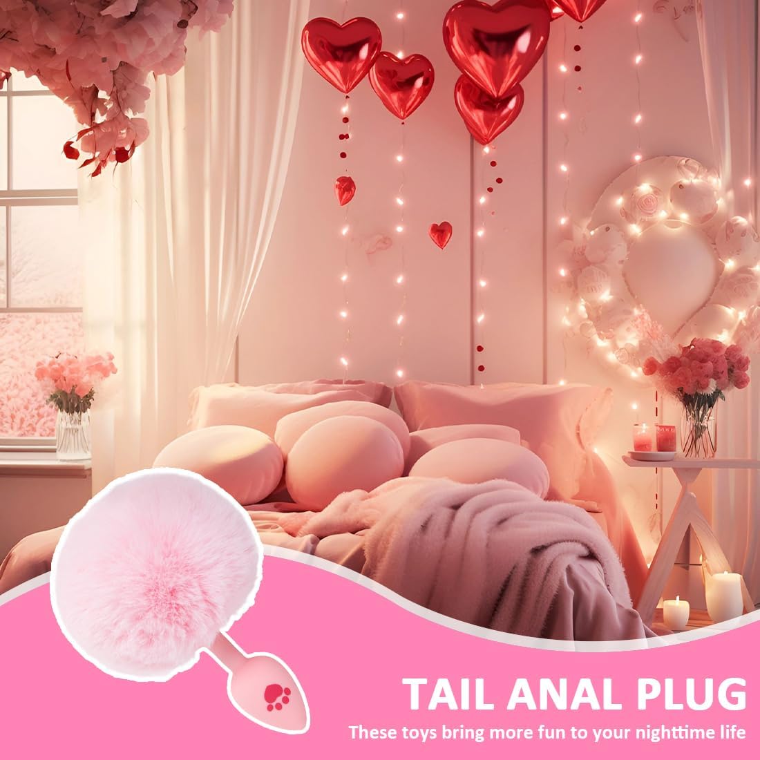 1 Plush Silicone Anal Plug, Plush Butt Plug, Anal Plug-Dilator for Women, Anal Sex Toys, Sex Toys for Men Women Couples Professional Beginners - Short