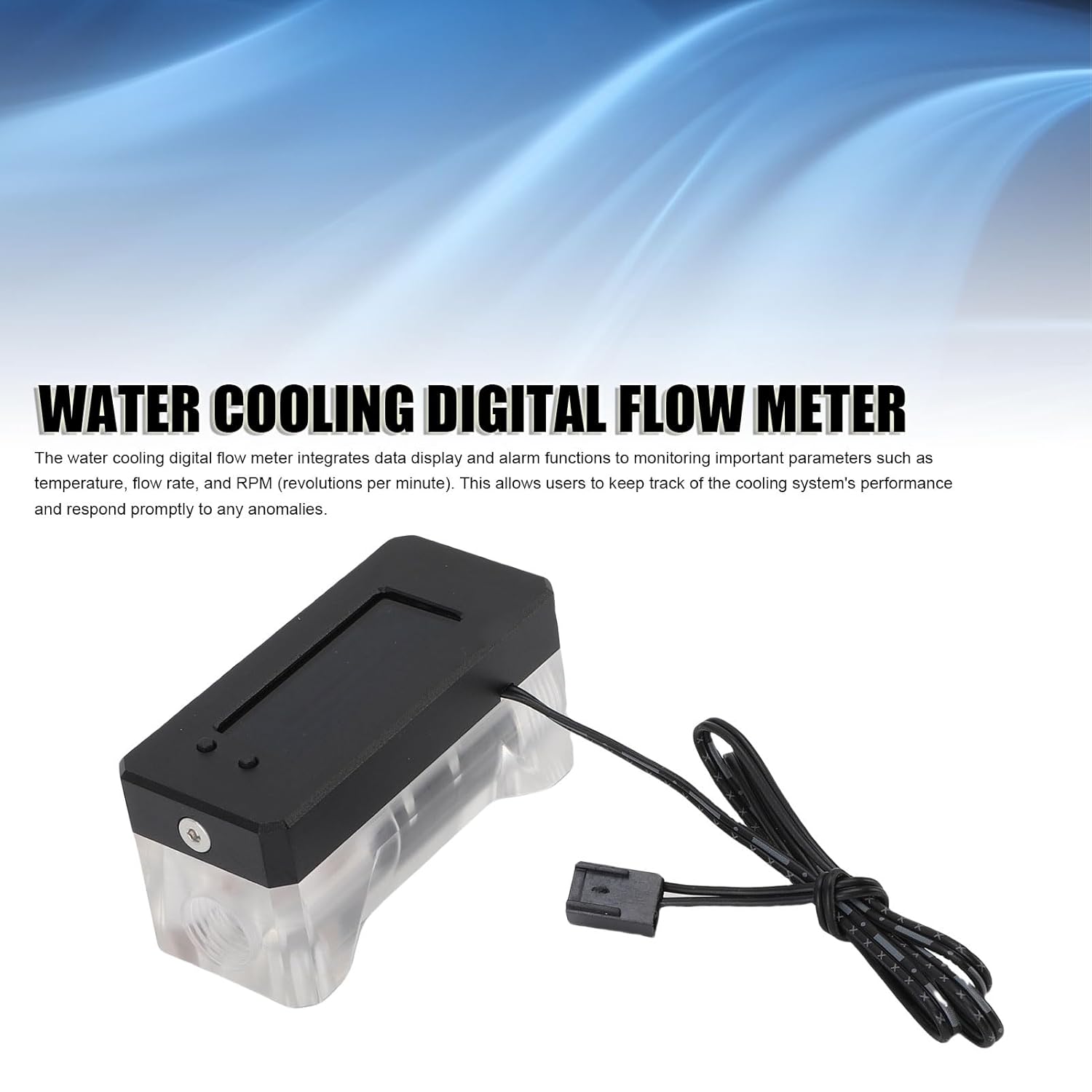 Alarm Water Cooling Counter, Digital Display with RPM Temperature Monitoring and Alarm Function, for PC Water Cooling 12 24V