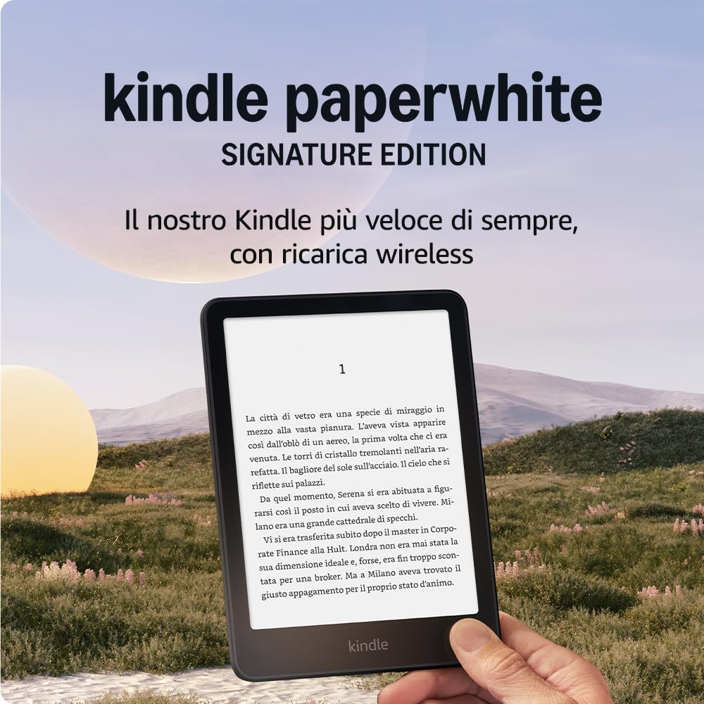 Amazon Kindle Paperwhite Signature Edition (Latest Model) - Our fastest Kindle with auto-dimming front light, wireless charging - 32 GB - Metallic Black Metallic Black 32 GB Ad-free