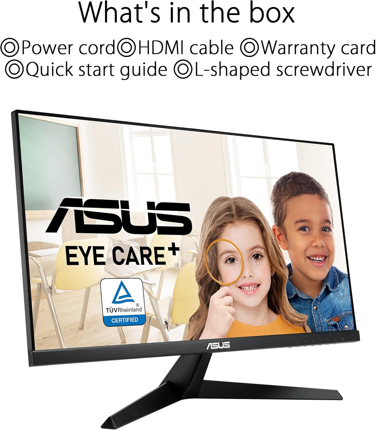 ASUS VY249HGE Eye Care Gaming Monitor 24" inches FHD (1920 x 1080), IPS 144Hz, SmoothMotion, 1ms (MPRT), FreeSync Premium, Eye Care Plus Technology, Blue Light Filter, Anti-flicker, Black VY249HGE 23.8" IPS FHD