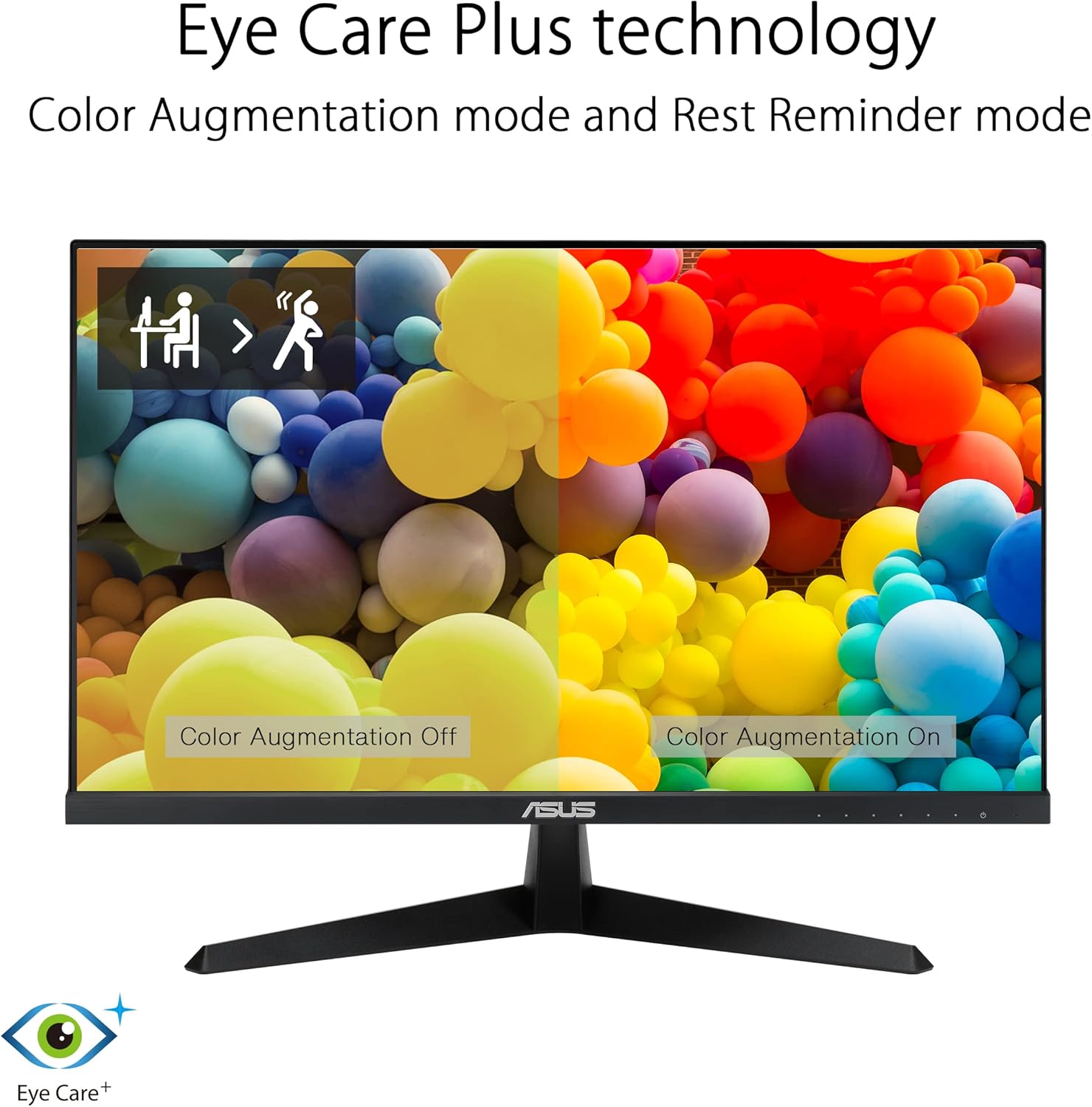 ASUS VY249HGE Eye Care Gaming Monitor 24" inches FHD (1920 x 1080), IPS 144Hz, SmoothMotion, 1ms (MPRT), FreeSync Premium, Eye Care Plus Technology, Blue Light Filter, Anti-flicker, Black VY249HGE 23.8" IPS FHD