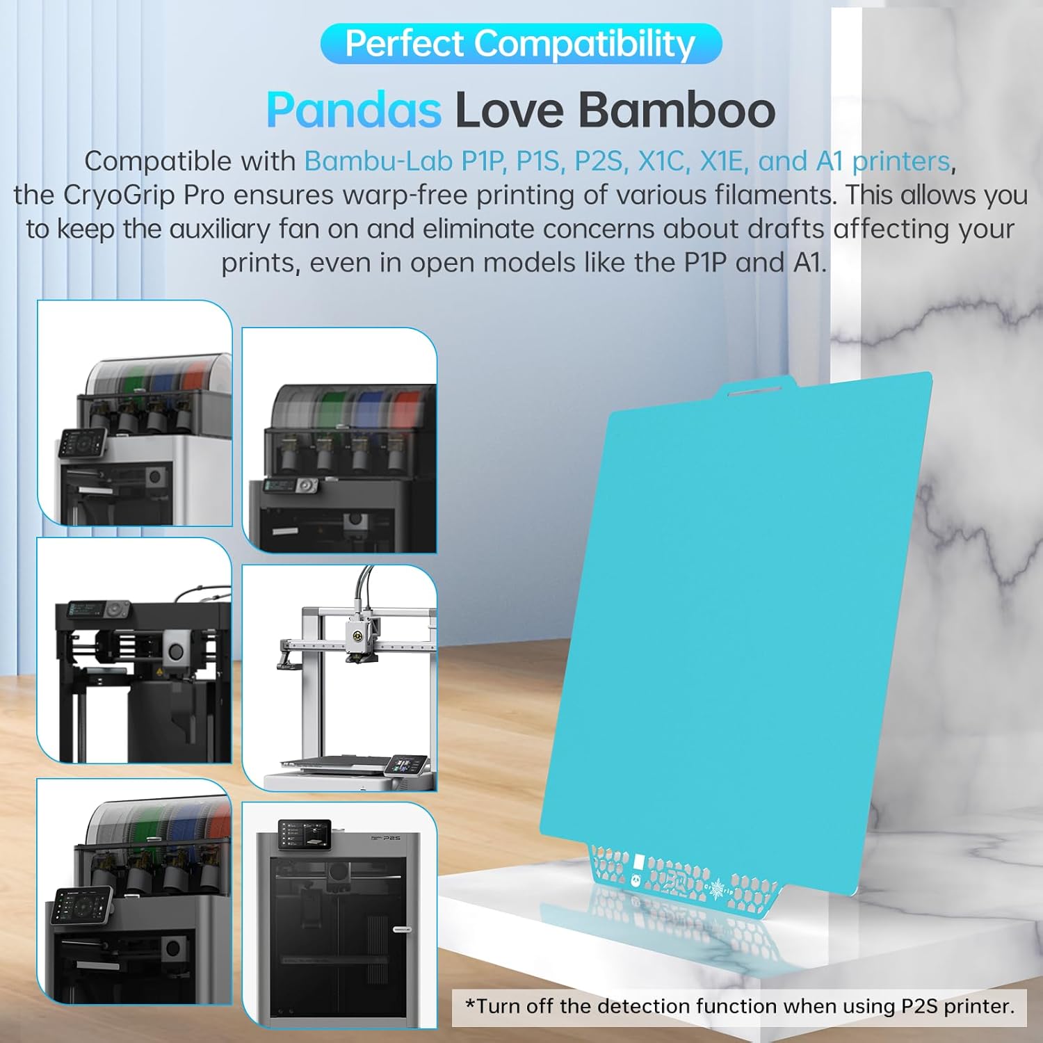 BIQU CryoGrip Pro Glacier Panda Build Plate for Bambu-Lab P1S P1P X1C