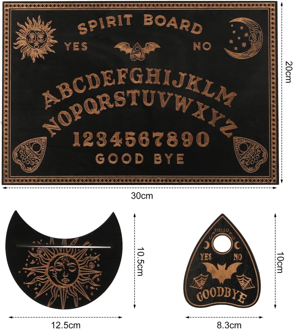 Black Wood Ouija Board and Tarot Card Holder Set, Divination and Dowsing Boards, Talking Boards with Planchettes for Witchcraft Supplies