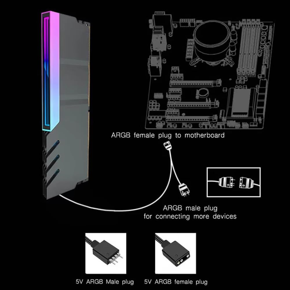 Cooler for Memory Module DDR4 DDR5 5V ARGB SYNC PC RGB Colorful RAM Cooler Black