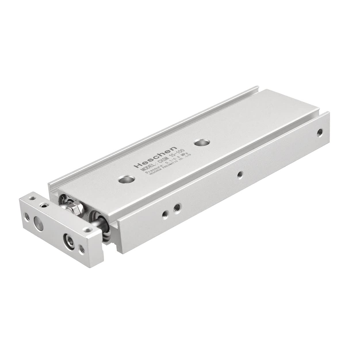 Heschen CXSM 15-100 - Double Aluminum Pneumatic Cylinder, Double Rod Pneumatic Guide, 15mm Bore, 100mm Stroke, Double Action