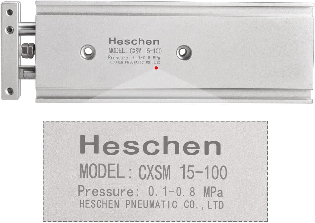 Heschen CXSM 15-100 - Double Aluminum Pneumatic Cylinder, Double Rod Pneumatic Guide, 15mm Bore, 100mm Stroke, Double Action