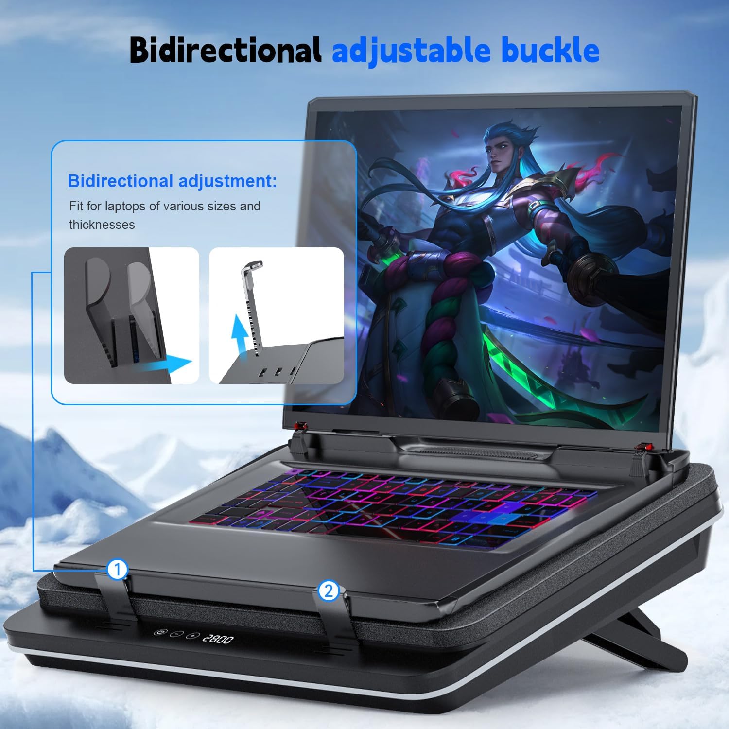 IETS GT600 Laptop Cooling Pad with 14cm Turbo Fan, Sealed Foam for Rapid Cooling of Gaming Laptops, 14.1 - 19.3 Inch, with 3-Port USB Hub and Filter GT600V1-DE