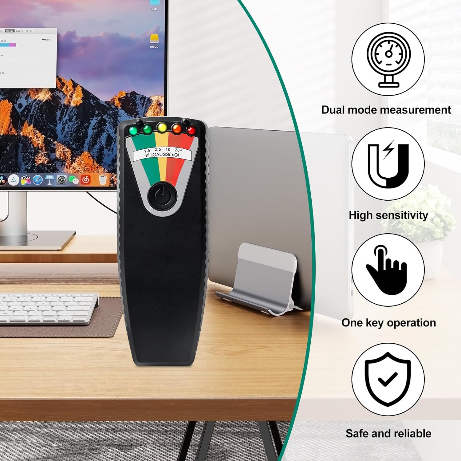 K2 EMF Portable Radiation Meter 50Hz – 20,000Hz, Paranormal Equipment Magnetfield Tester for Home Office Outdoor (Black)