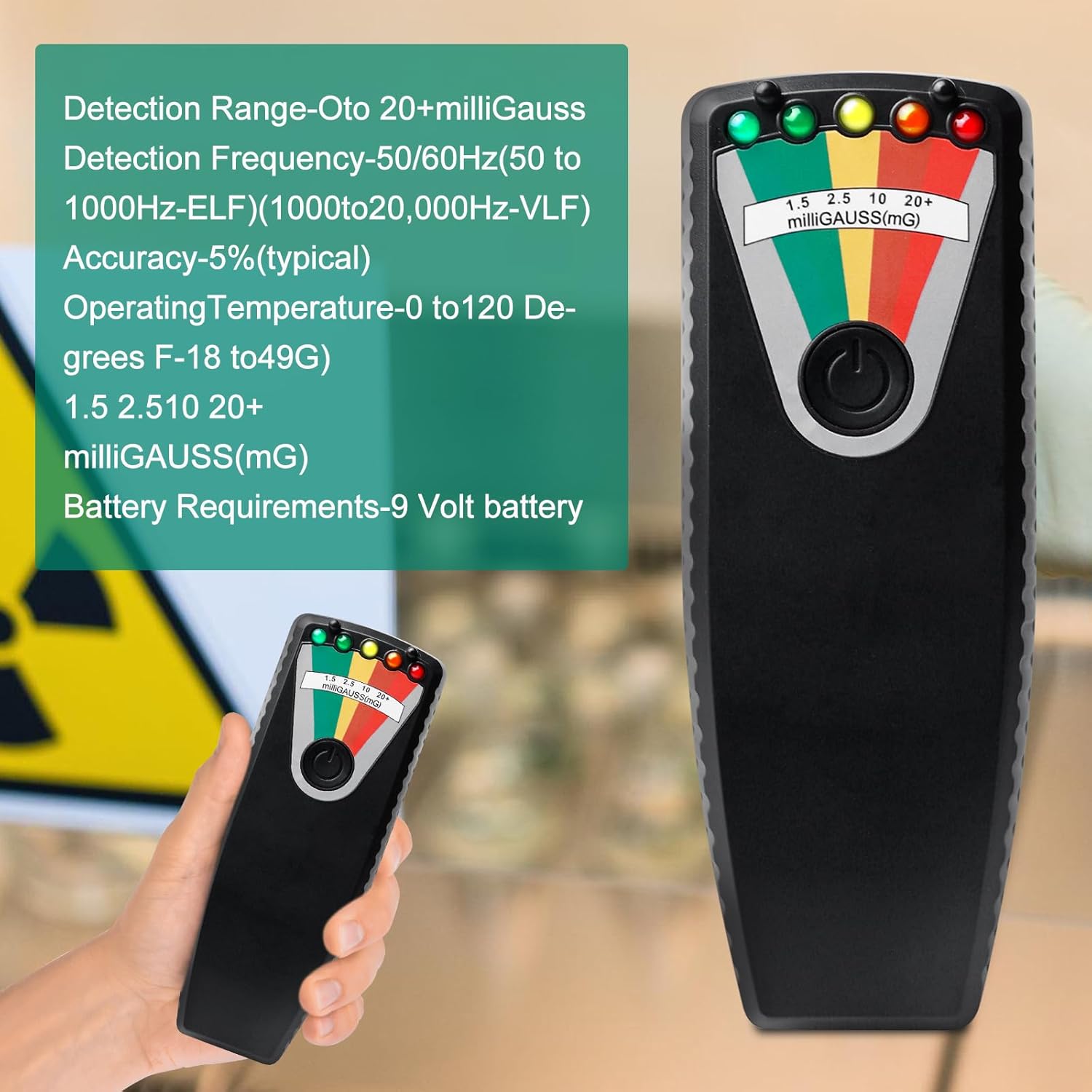 K2 EMF Portable Radiation Meter 50Hz – 20,000Hz, Paranormal Equipment Magnetfield Tester for Home Office Outdoor (Black)