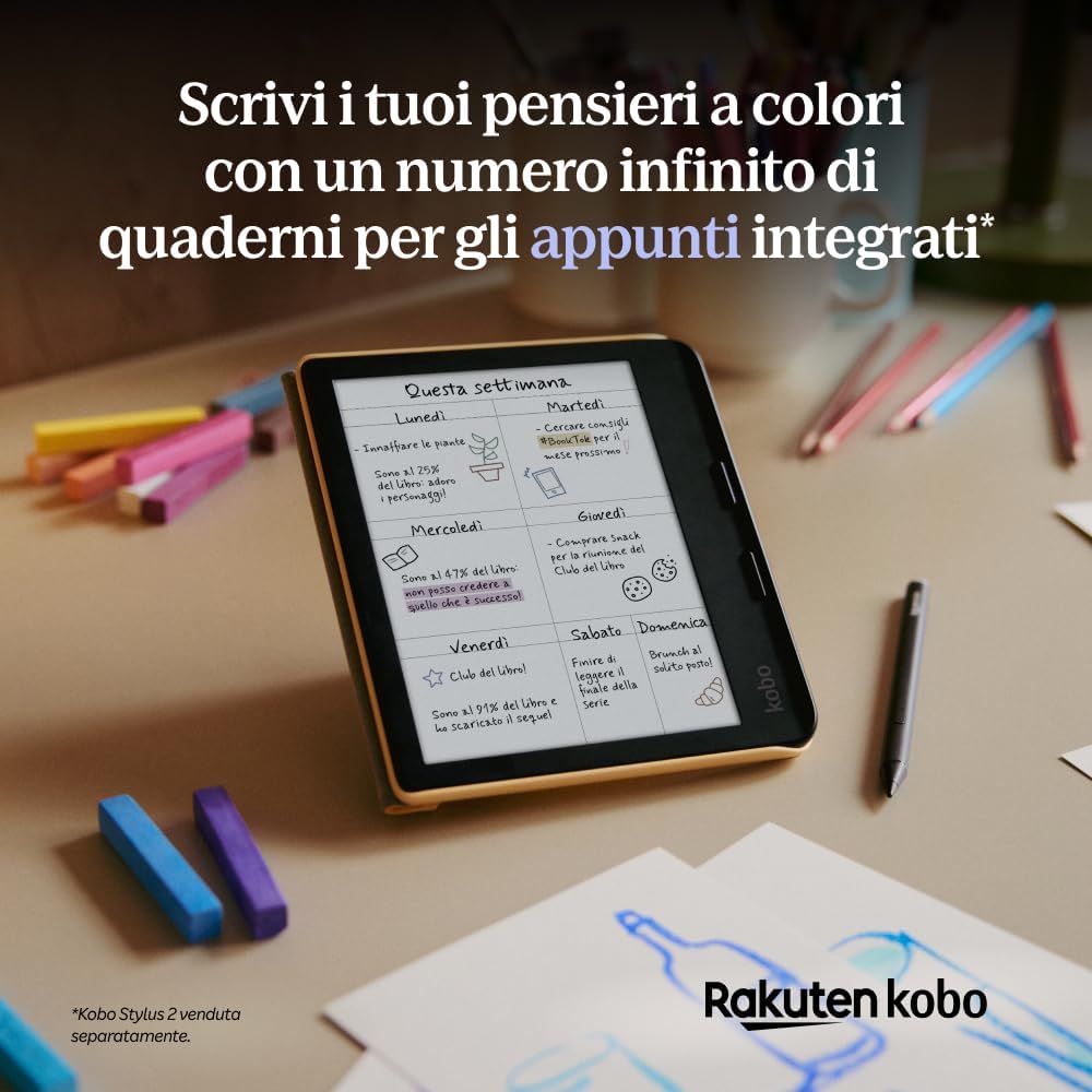 Kobo Libra Color | eReaders | 7" E Ink Kaleido™ 3 anti-glare color display | Dark mode | I Audiobooks | Waterproof (White)