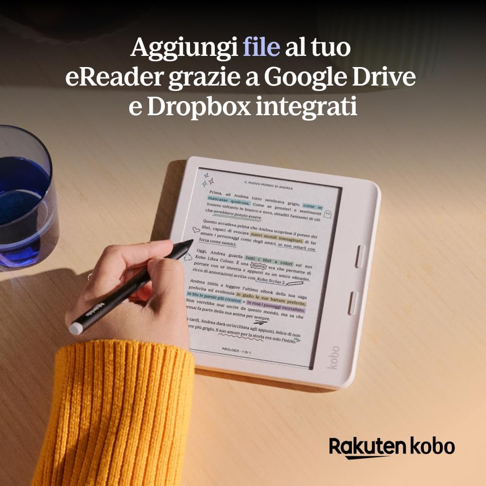 Kobo Libra Color | eReaders | 7" E Ink Kaleido™ 3 anti-glare color display | Dark mode | I Audiobooks | Waterproof (White)