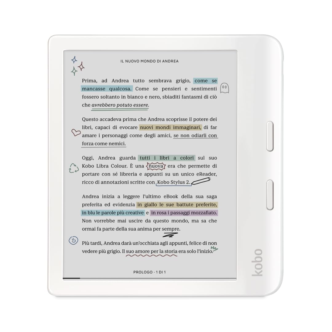 Kobo Libra Color | eReaders | 7" E Ink Kaleido™ 3 anti-glare color display | Dark mode | I Audiobooks | Waterproof (White)