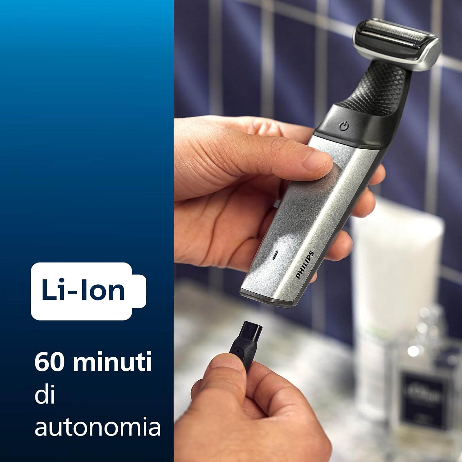 Philips Bodygroom Series 5000 Waterproof bikini and body trimmer, precise and comfortable shaving, complete body care (including back), 60 minutes of autonomy, model BG5021/16