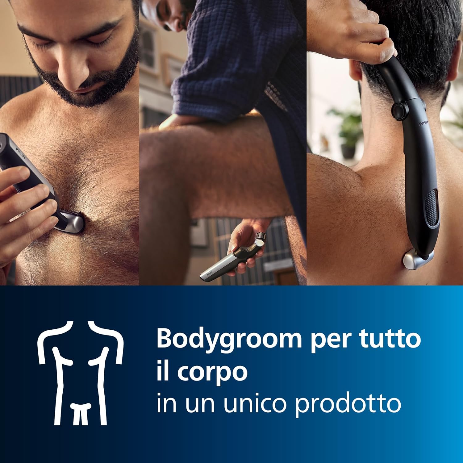 Philips Bodygroom Series 5000 Waterproof bikini and body trimmer, precise and comfortable shaving, complete body care (including back), 60 minutes of autonomy, model BG5021/16