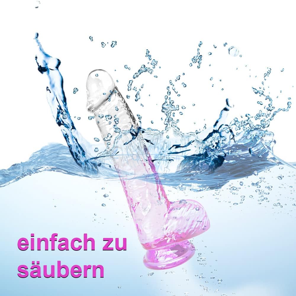 Realistic Transparent Rubber Penis Realistic Dildo Natural Transparent Sex Toy for Women Big Suction Cup,17cm Dildo Tail Man Small Real Thin Dildo with Couples Anal Dildos Men Beginners Brown M